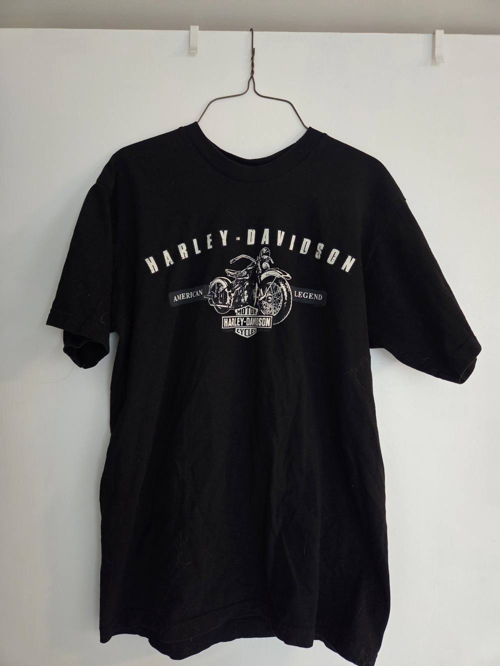 Harley-Davidson Black Short Sleeve Tee with White Motorcycle Graphic